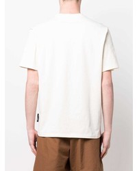 hellbeige bedrucktes T-Shirt mit einem Rundhalsausschnitt von MSGM