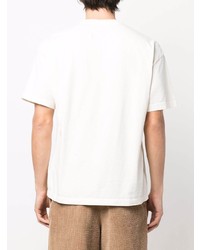 hellbeige bedrucktes T-Shirt mit einem Rundhalsausschnitt von Rhude