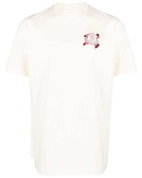 hellbeige bedrucktes T-Shirt mit einem Rundhalsausschnitt von Moncler