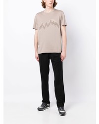 hellbeige bedrucktes T-Shirt mit einem Rundhalsausschnitt von Brioni