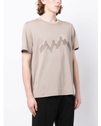 hellbeige bedrucktes T-Shirt mit einem Rundhalsausschnitt von Brioni