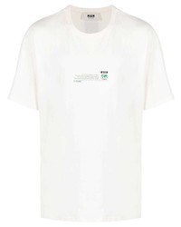 hellbeige bedrucktes T-Shirt mit einem Rundhalsausschnitt von MSGM