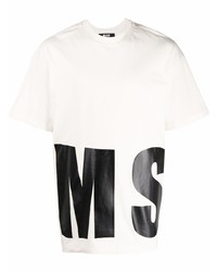 hellbeige bedrucktes T-Shirt mit einem Rundhalsausschnitt von MSGM