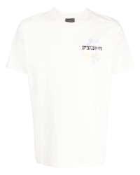 hellbeige bedrucktes T-Shirt mit einem Rundhalsausschnitt von Musium Div.