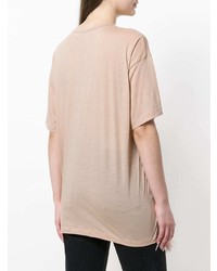 hellbeige bedrucktes T-Shirt mit einem Rundhalsausschnitt von N°21