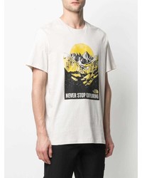 hellbeige bedrucktes T-Shirt mit einem Rundhalsausschnitt von The North Face