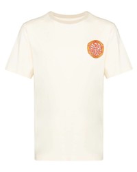 hellbeige bedrucktes T-Shirt mit einem Rundhalsausschnitt von Nicholas Daley