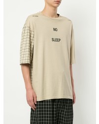 hellbeige bedrucktes T-Shirt mit einem Rundhalsausschnitt von Ex Infinitas