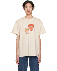 hellbeige bedrucktes T-Shirt mit einem Rundhalsausschnitt von Noah
