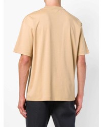 hellbeige bedrucktes T-Shirt mit einem Rundhalsausschnitt von Drôle De Monsieur