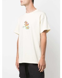 hellbeige bedrucktes T-Shirt mit einem Rundhalsausschnitt von Nike