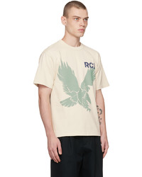hellbeige bedrucktes T-Shirt mit einem Rundhalsausschnitt von Reese Cooper® 