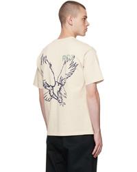 hellbeige bedrucktes T-Shirt mit einem Rundhalsausschnitt von Reese Cooper® 