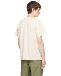 hellbeige bedrucktes T-Shirt mit einem Rundhalsausschnitt von Afield Out