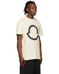 hellbeige bedrucktes T-Shirt mit einem Rundhalsausschnitt von Moncler