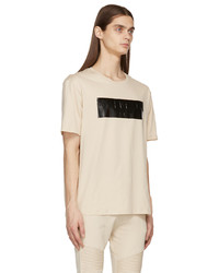 hellbeige bedrucktes T-Shirt mit einem Rundhalsausschnitt von Balmain