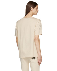 hellbeige bedrucktes T-Shirt mit einem Rundhalsausschnitt von Balmain