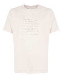 hellbeige bedrucktes T-Shirt mit einem Rundhalsausschnitt von OSKLEN