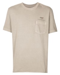 hellbeige bedrucktes T-Shirt mit einem Rundhalsausschnitt von OSKLEN