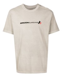 hellbeige bedrucktes T-Shirt mit einem Rundhalsausschnitt von OSKLEN