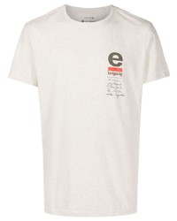 hellbeige bedrucktes T-Shirt mit einem Rundhalsausschnitt von OSKLEN