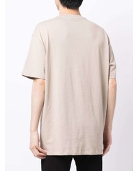 hellbeige bedrucktes T-Shirt mit einem Rundhalsausschnitt von Armani Exchange