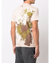 hellbeige bedrucktes T-Shirt mit einem Rundhalsausschnitt von DSQUARED2