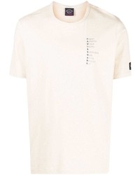 hellbeige bedrucktes T-Shirt mit einem Rundhalsausschnitt von Paul & Shark