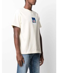 hellbeige bedrucktes T-Shirt mit einem Rundhalsausschnitt von Clot