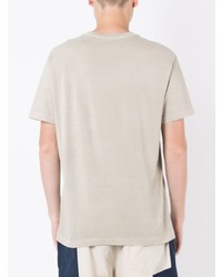 hellbeige bedrucktes T-Shirt mit einem Rundhalsausschnitt von OSKLEN