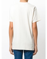 hellbeige bedrucktes T-Shirt mit einem Rundhalsausschnitt von Bad Deal