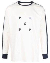 hellbeige bedrucktes T-Shirt mit einem Rundhalsausschnitt von Pop Trading Company