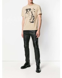 hellbeige bedrucktes T-Shirt mit einem Rundhalsausschnitt von JW Anderson