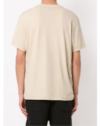 hellbeige bedrucktes T-Shirt mit einem Rundhalsausschnitt von OSKLEN