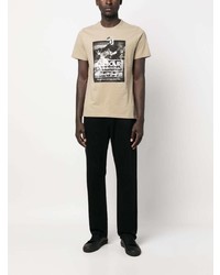 hellbeige bedrucktes T-Shirt mit einem Rundhalsausschnitt von Barbour International