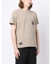 hellbeige bedrucktes T-Shirt mit einem Rundhalsausschnitt von Izzue