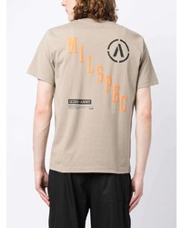 hellbeige bedrucktes T-Shirt mit einem Rundhalsausschnitt von Izzue