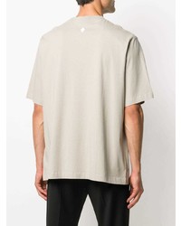 hellbeige bedrucktes T-Shirt mit einem Rundhalsausschnitt von Marcelo Burlon County of Milan