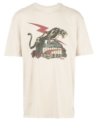 hellbeige bedrucktes T-Shirt mit einem Rundhalsausschnitt von Puma