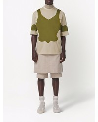 hellbeige bedrucktes T-Shirt mit einem Rundhalsausschnitt von Burberry