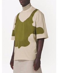 hellbeige bedrucktes T-Shirt mit einem Rundhalsausschnitt von Burberry