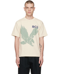 hellbeige bedrucktes T-Shirt mit einem Rundhalsausschnitt von Reese Cooper® 