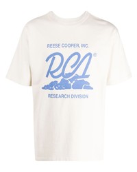 hellbeige bedrucktes T-Shirt mit einem Rundhalsausschnitt von Reese Cooper® 