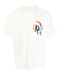 hellbeige bedrucktes T-Shirt mit einem Rundhalsausschnitt von Represent