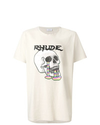 hellbeige bedrucktes T-Shirt mit einem Rundhalsausschnitt von Rhude