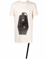 hellbeige bedrucktes T-Shirt mit einem Rundhalsausschnitt von Rick Owens DRKSHDW