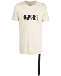 hellbeige bedrucktes T-Shirt mit einem Rundhalsausschnitt von Rick Owens DRKSHDW