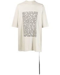 hellbeige bedrucktes T-Shirt mit einem Rundhalsausschnitt von Rick Owens DRKSHDW