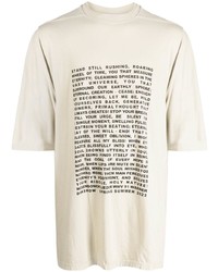 hellbeige bedrucktes T-Shirt mit einem Rundhalsausschnitt von Rick Owens DRKSHDW