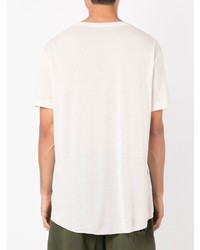 hellbeige bedrucktes T-Shirt mit einem Rundhalsausschnitt von OSKLEN